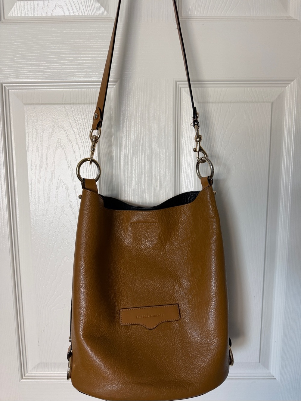 Rebecca Minkoff Camel Leather  Bucket Shoulder/ Cross body Bag/ Gold Hardware